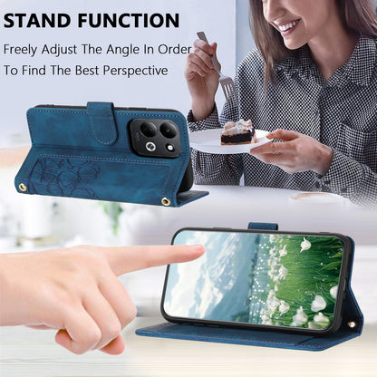 For Redmi 17 5G / 4G Global 170mm Tulips Embossed Leather Phone Case with Lanyard(Blue)