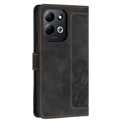 For Redmi 17 5G / 4G Global 170mm Tulips Embossed Leather Phone Case with Lanyard(Black)