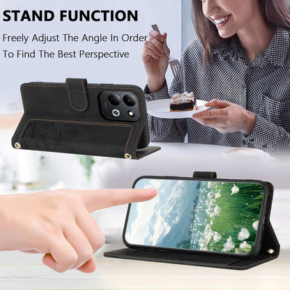 For Redmi 17 5G / 4G Global 170mm Tulips Embossed Leather Phone Case with Lanyard(Black)