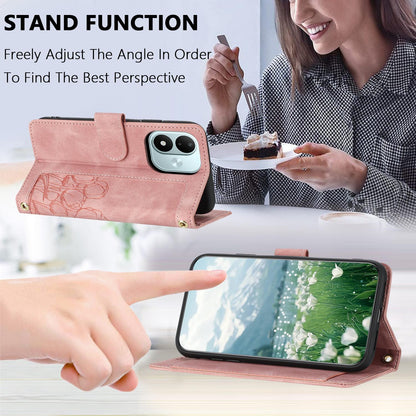 For Redmi Note 17 4G Global 171mm Tulips Embossed Leather Phone Case with Lanyard(Pink)