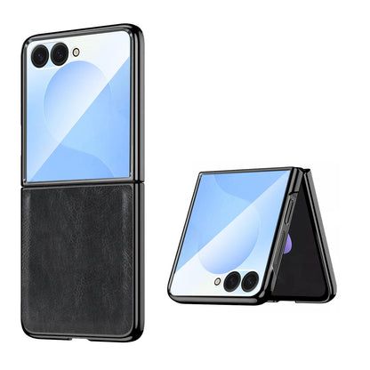 For Galaxy Z Flip8 5G VIETAO Crazy Horse Texture PU Phone Case(Black)