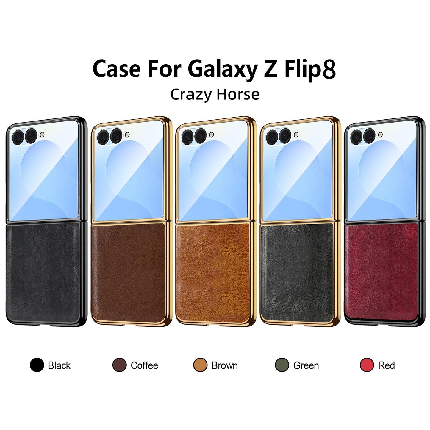 For Galaxy Z Flip8 5G VIETAO Crazy Horse Texture PU Phone Case(Coffee)