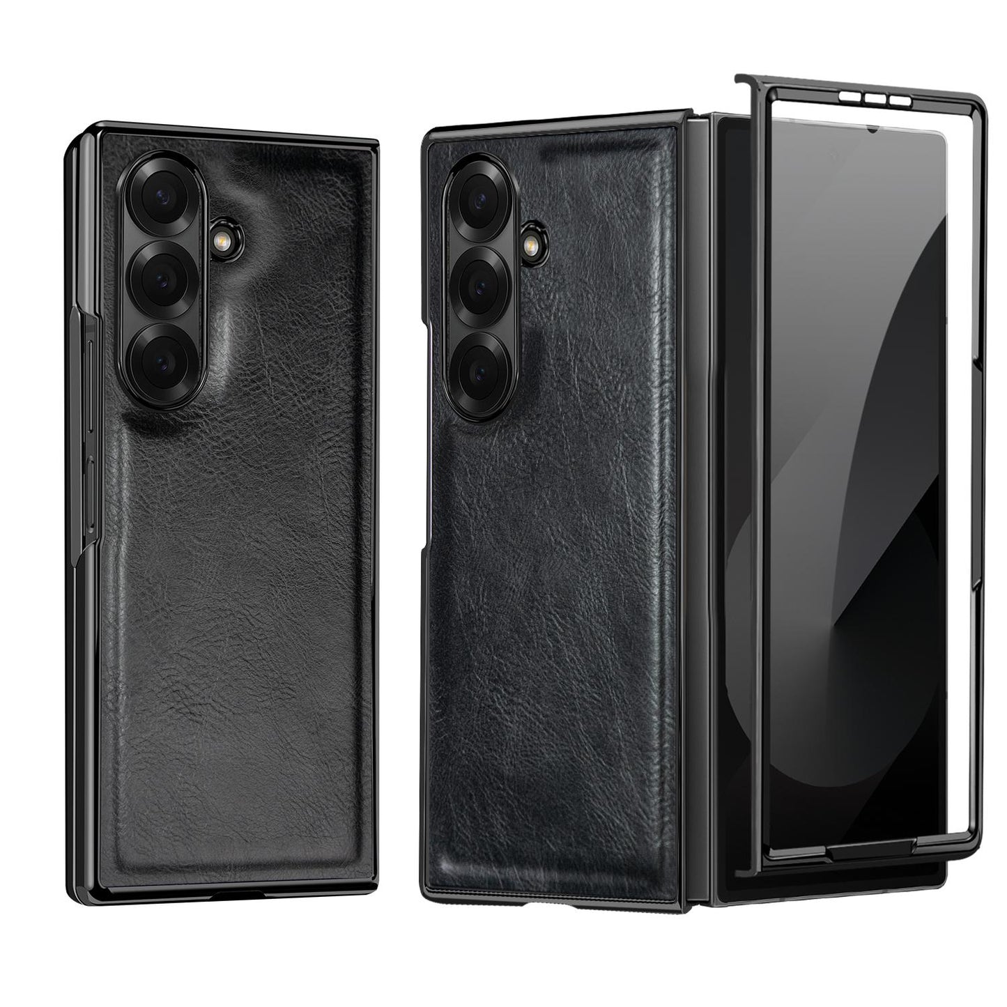 For Galaxy Fold8 Ultra 5G VIETAO Crazy Horse Texture PU Phone Case(Black)
