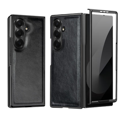 For Galaxy Fold8 Ultra 5G VIETAO Crazy Horse Texture PU Phone Case(Black)