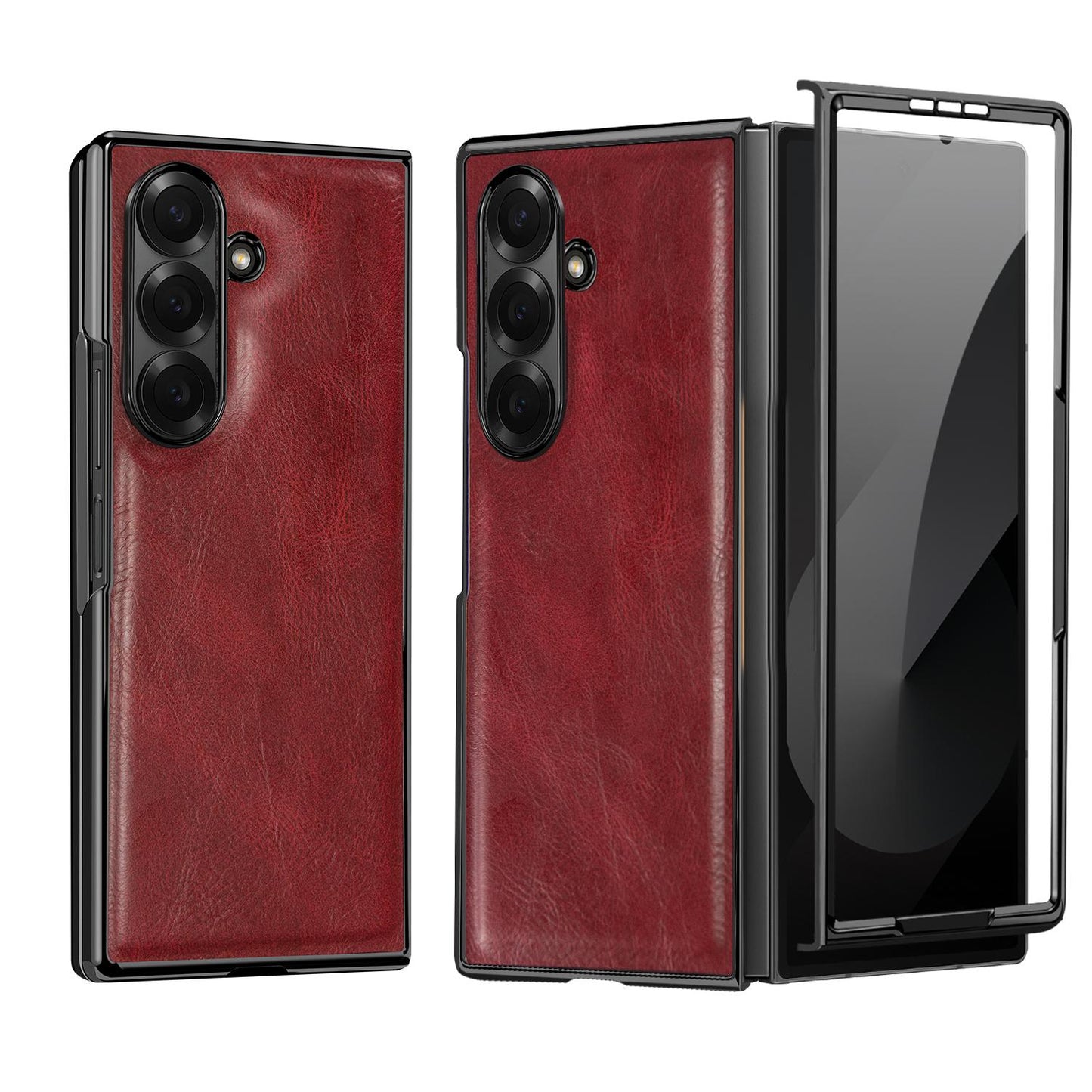 For Galaxy Fold8 Ultra 5G VIETAO Crazy Horse Texture PU Phone Case(Red)
