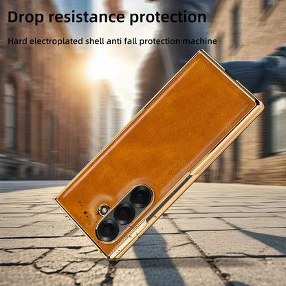 For Galaxy Fold8 Ultra 5G VIETAO Crazy Horse Texture PU Phone Case(Red)