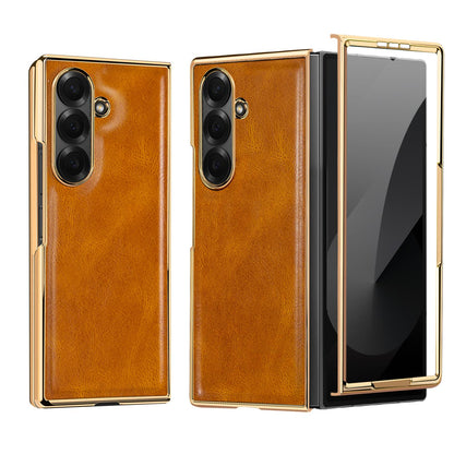 For Galaxy Fold8 Ultra 5G VIETAO Crazy Horse Texture PU Phone Case(Brown)