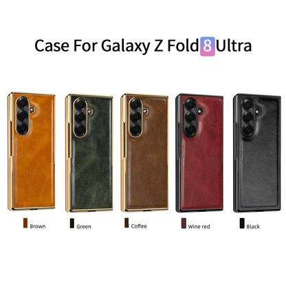 For Galaxy Fold8 Ultra 5G VIETAO Crazy Horse Texture PU Phone Case(Brown)