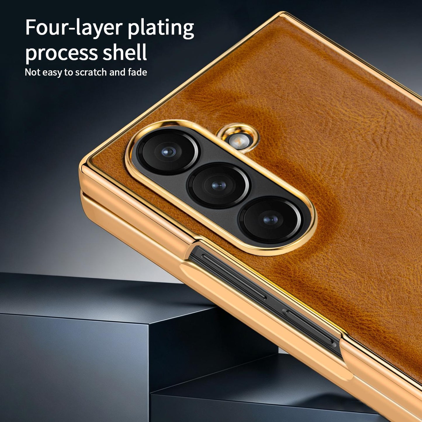 For Galaxy Fold8 Ultra 5G VIETAO Crazy Horse Texture PU Phone Case(Brown)