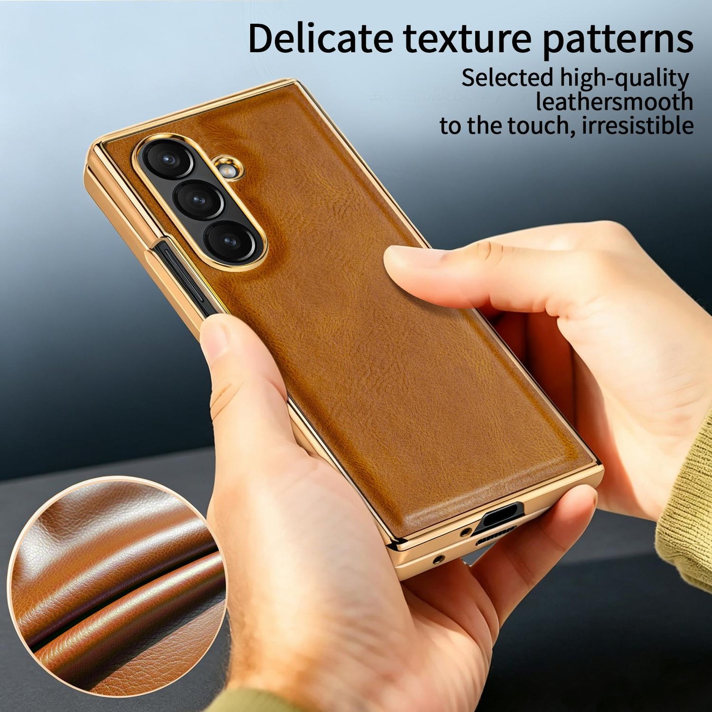 For Galaxy Fold8 Ultra 5G VIETAO Crazy Horse Texture PU Phone Case(Brown)