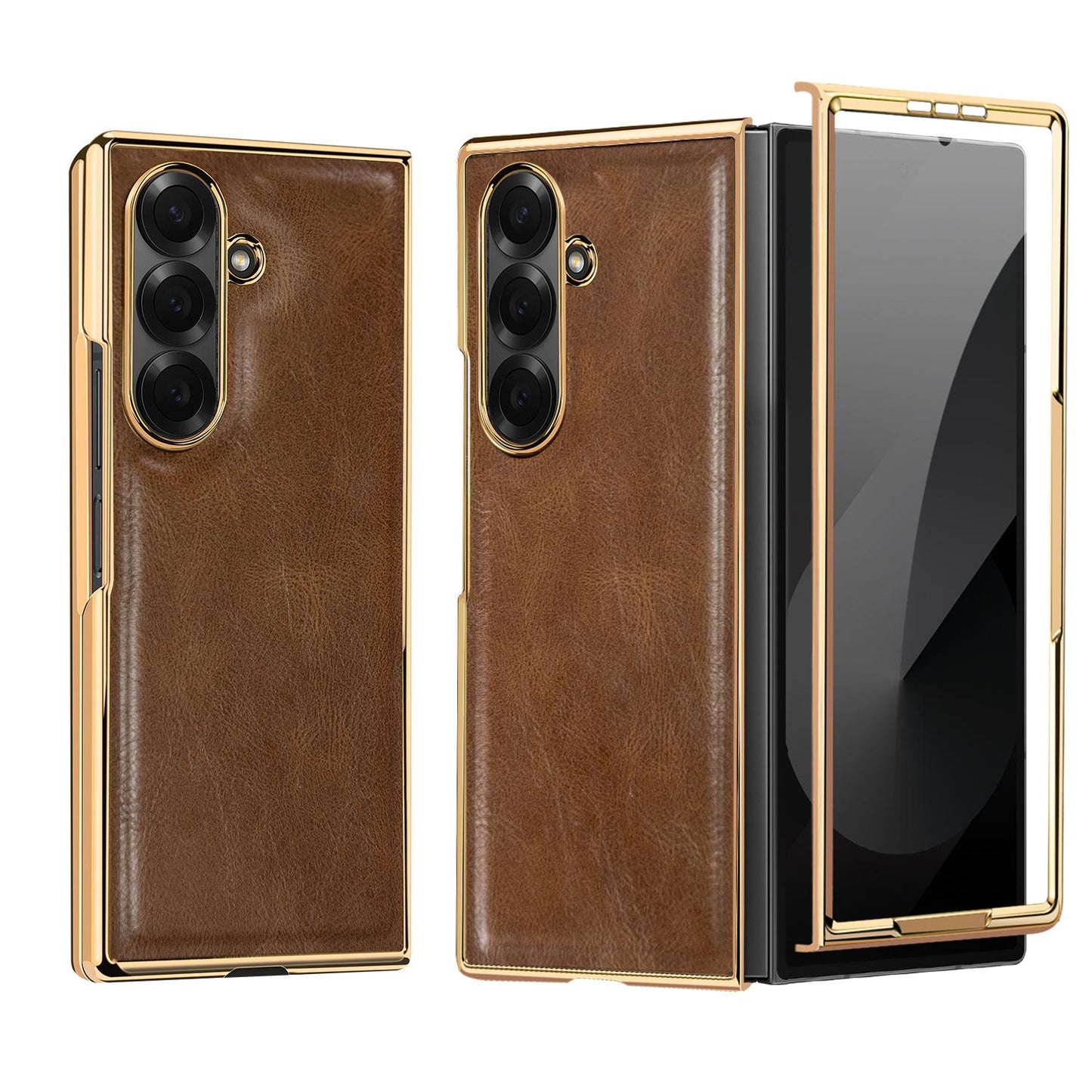 For Galaxy Fold8 Ultra 5G VIETAO Crazy Horse Texture PU Phone Case(Coffee)