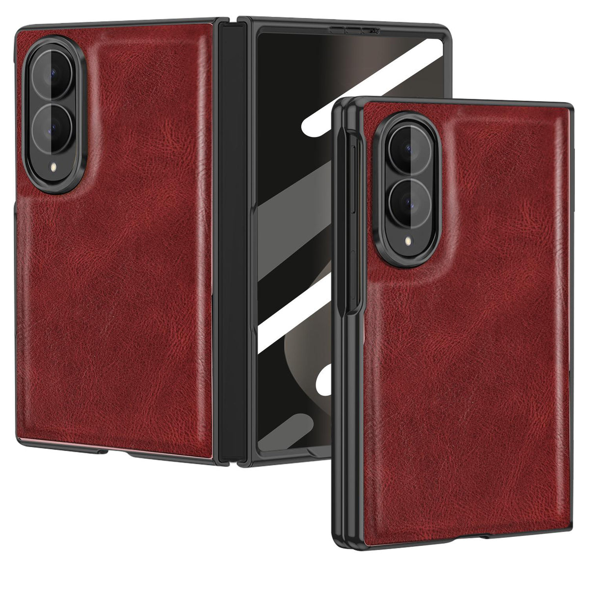 For Galaxy Fold8 5G VIETAO Crazy Horse Texture PU Phone Case - Red - EDA007501207B