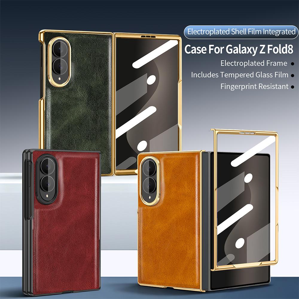 For Galaxy Fold8 5G VIETAO Crazy Horse Texture PU Phone Case - Red - EDA007501207B