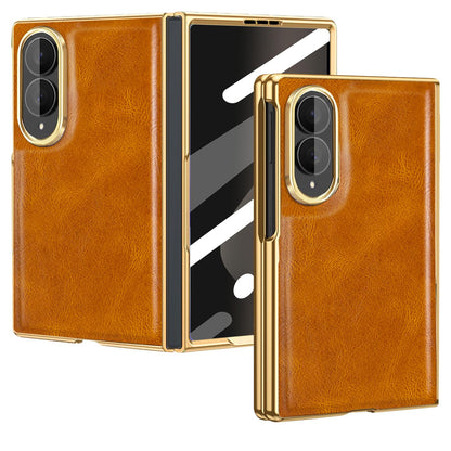 For Galaxy Fold8 5G VIETAO Crazy Horse Texture PU Phone Case - Brown - EDA007501207C