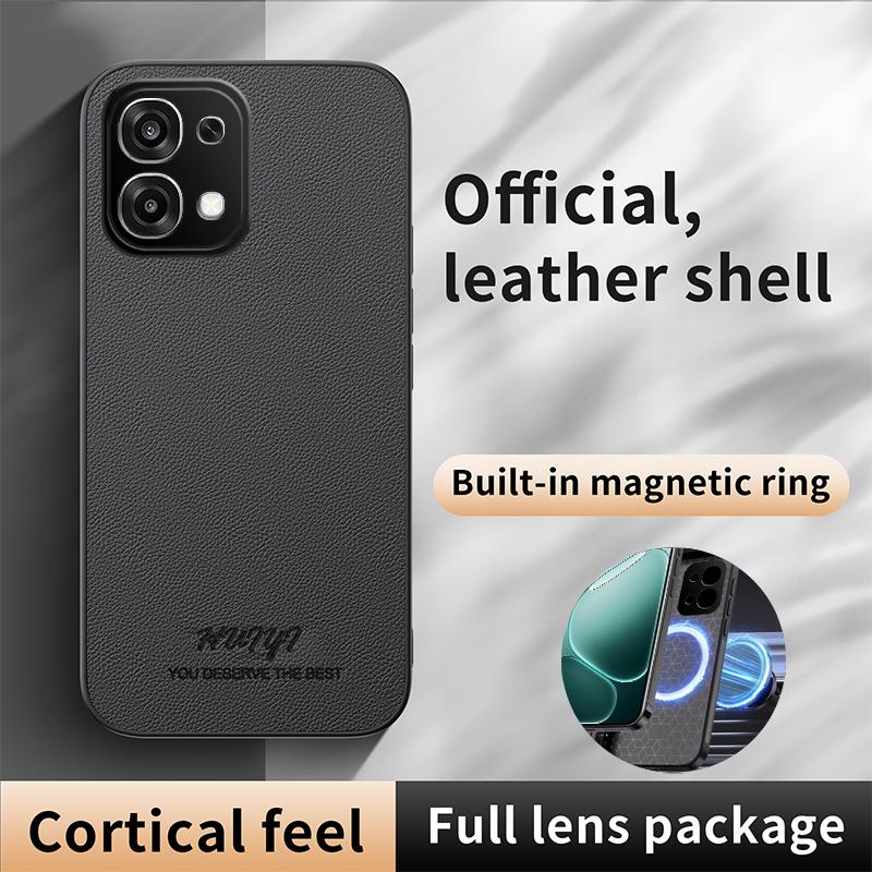 For OPPO A6 Pro Global HUIYI Leather Magnetic Phone Case - Black - EDA007505216B
