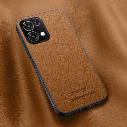 For OPPO A6 Pro Global HUIYI Leather Magnetic Phone Case - Brown - EDA007505216E