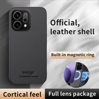 For OPPO Reno14 Global HUIYI Leather Magnetic Phone Case - Black - EDA007505222B