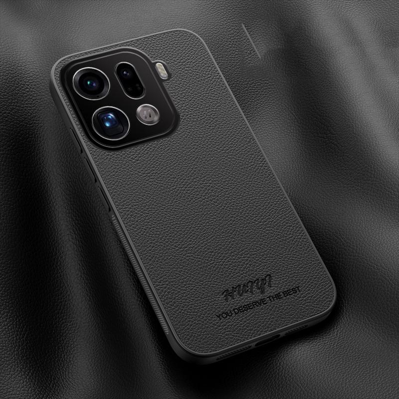 For OPPO Find X9 Pro HUIYI Leather Magnetic Phone Case - Black - EDA007505229B