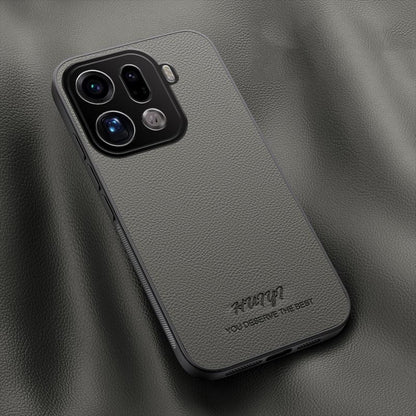 For OPPO Find X9 Pro HUIYI Leather Magnetic Phone Case - Grey - EDA007505229C