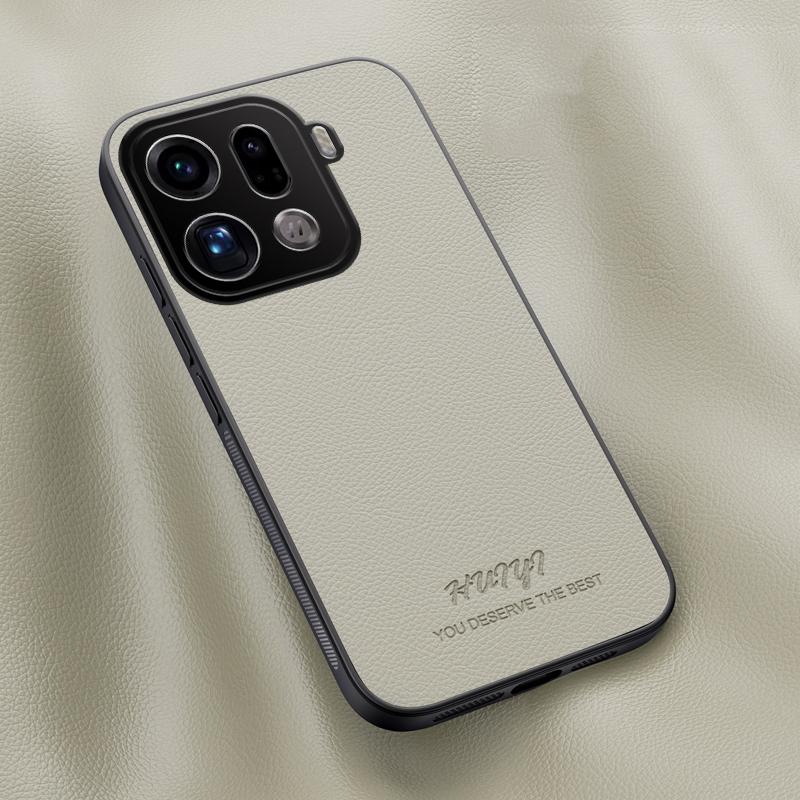 For OPPO Find X9 Pro HUIYI Leather Magnetic Phone Case - White - EDA007505229D