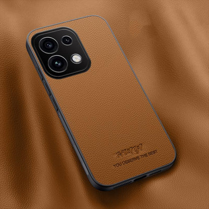 For OPPO Reno16 F 5G HUIYI Leather Magnetic Phone Case(Brown)