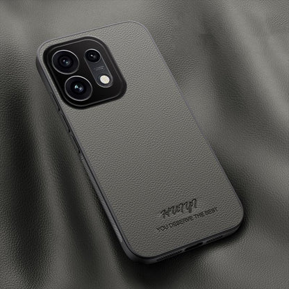 For OPPO Reno16 5G Global HUIYI Leather Magnetic Phone Case(Grey)