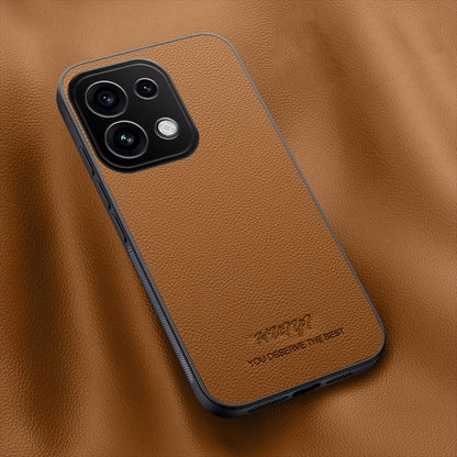 For OPPO Reno16 Pro 5G Global HUIYI Leather Magnetic Phone Case(Brown)