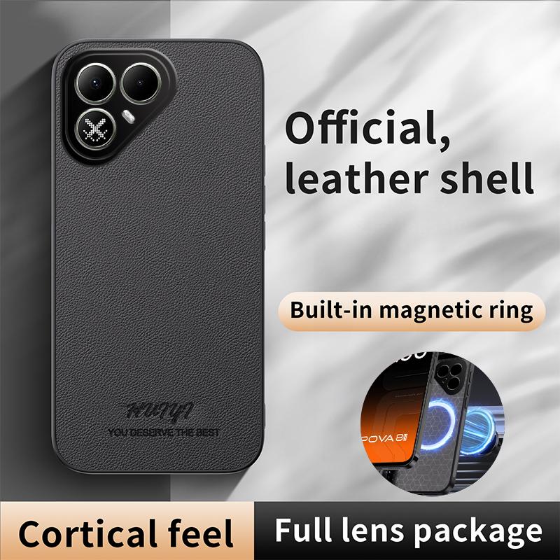 For Tecno Pova 8 5G HUIYI Leather Magnetic Phone Case(White)