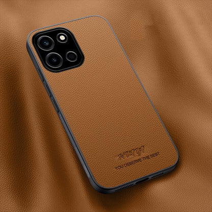 For OnePlus Nord 6 HUIYI Leather Magnetic Phone Case - Brown - EDA007507204E