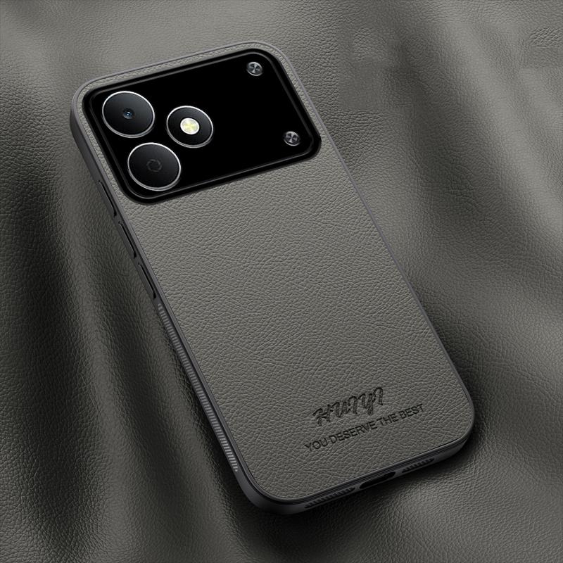 For Realme Note 80 4G HUIYI Leather Magnetic Phone Case - Grey - EDA007526818C