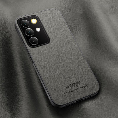 For Realme C85 Pro HUIYI Leather Magnetic Phone Case - Grey - EDA007526826C