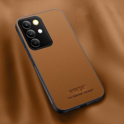 For Realme C85 Pro HUIYI Leather Magnetic Phone Case - Brown - EDA007526826E