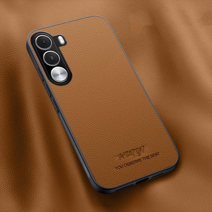 For Realme C100i 4G HUIYI Leather Magnetic Phone Case - Brown - EDA007526827E
