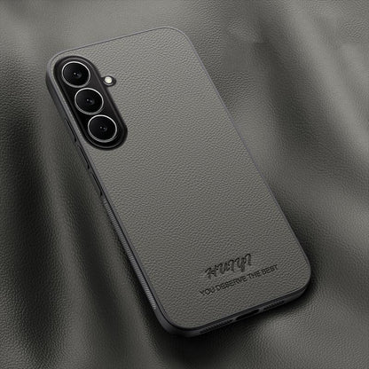 For Galaxy S26 FE 5G HUIYI Leather Magnetic Phone Case - Grey - EDA007527310C