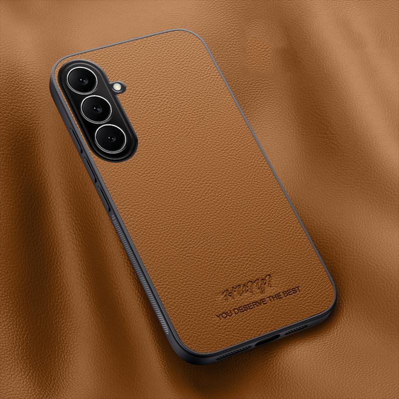 For Galaxy S26 FE 5G HUIYI Leather Magnetic Phone Case - Brown - EDA007527310E