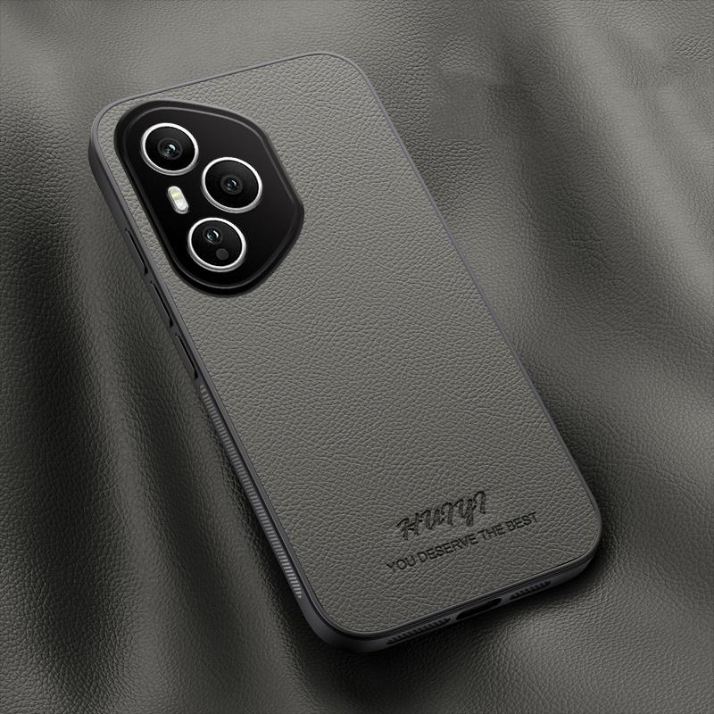 For Honor 400 Pro Global 160.8mm HUIYI Leather Magnetic Phone Case - Grey - EDA007533927C