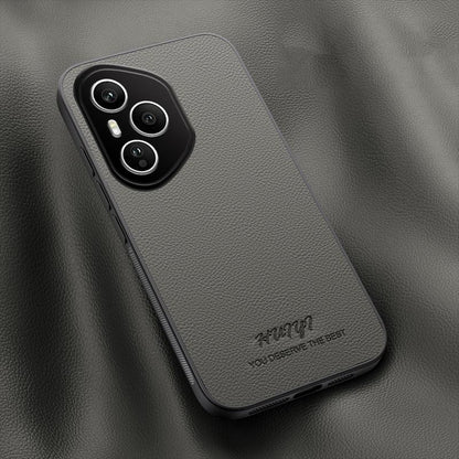 For Honor 400 Pro Global 160.8mm HUIYI Leather Magnetic Phone Case - Grey - EDA007533927C