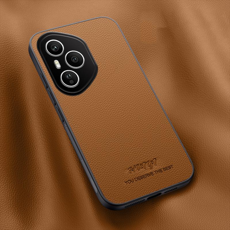 For Honor 400 Pro Global 160.8mm HUIYI Leather Magnetic Phone Case - Brown - EDA007533927E