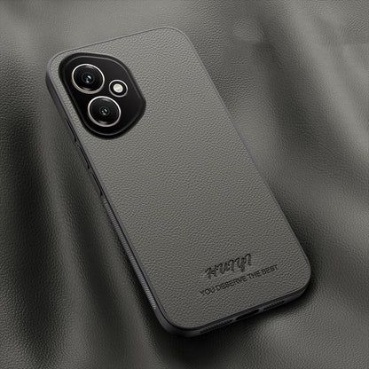 For Honor 400 Global 156.5mm HUIYI Leather Magnetic Phone Case - Grey - EDA007533928C