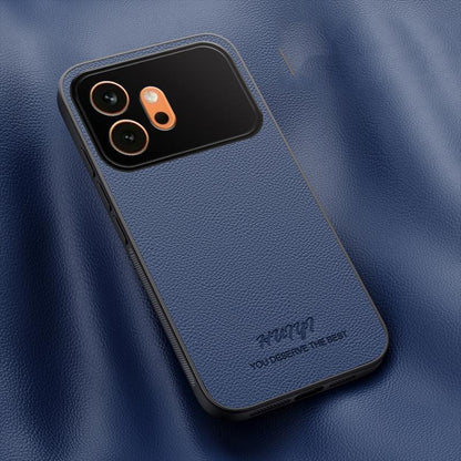 For Honor 600 Global HUIYI Leather Magnetic Phone Case - Blue - EDA007533932A