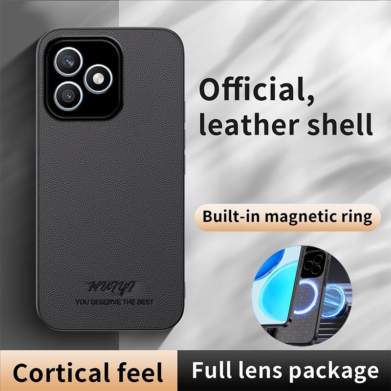 For Honor X8d 4G HUIYI Leather Magnetic Phone Case - Black - EDA007533938B