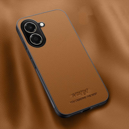 For Honor X7e 4G HUIYI Leather Magnetic Phone Case(Brown)