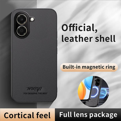 For Honor X7e 4G HUIYI Leather Magnetic Phone Case(Brown)