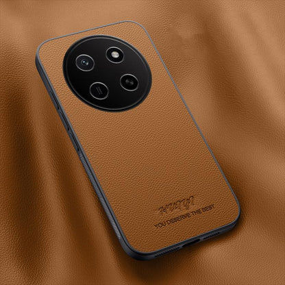 For Honor X80 Pro Max HUIYI Leather Magnetic Phone Case(Brown)