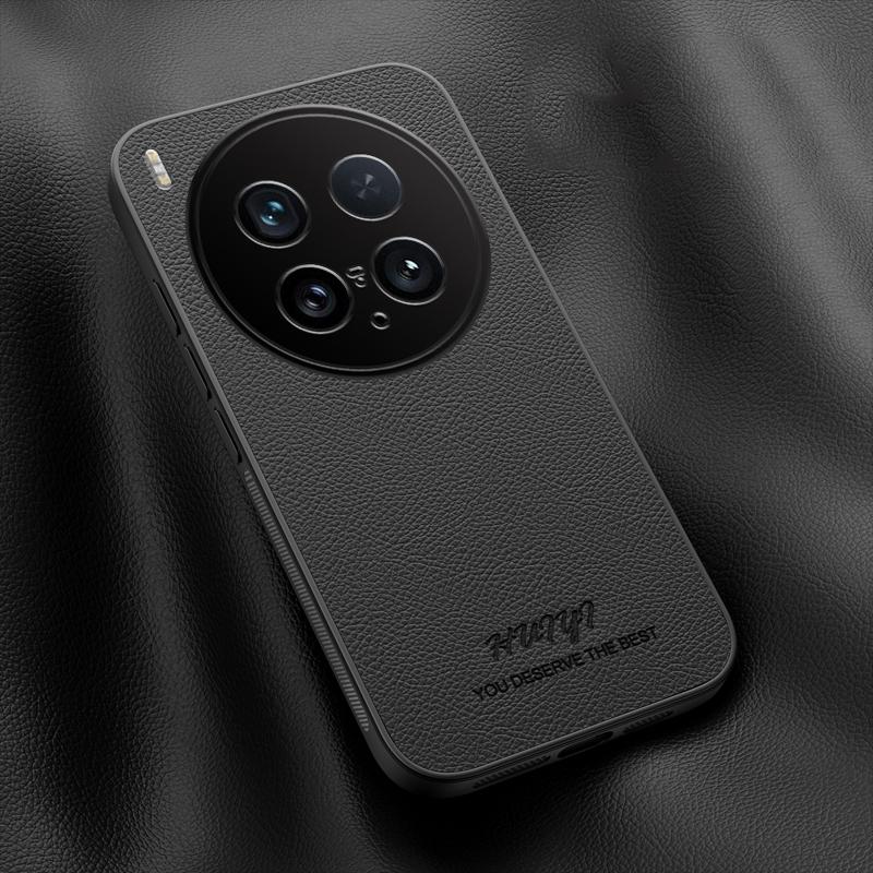 For vivo X200 Ultra HUIYI Leather Magnetic Phone Case - Black - EDA007535038B