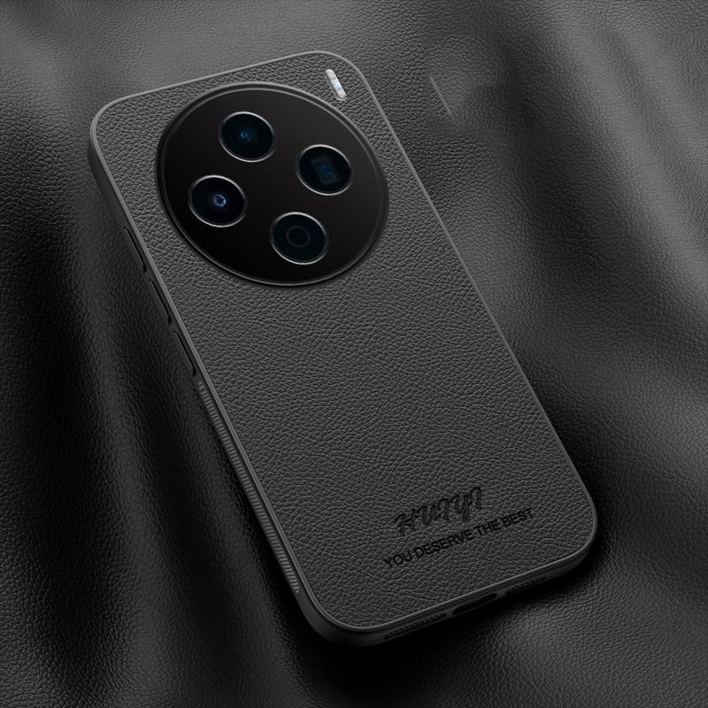 For vivo X200s HUIYI Leather Magnetic Phone Case - Black - EDA007535039B