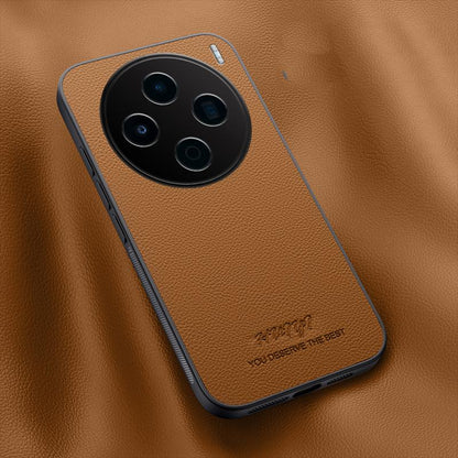 For vivo X200s HUIYI Leather Magnetic Phone Case - Brown - EDA007535039E