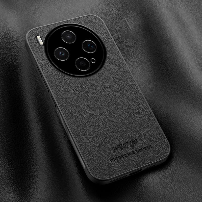 For vivo X300s HUIYI Leather Magnetic Phone Case - Black - EDA007535040B