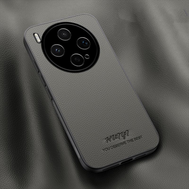 For vivo X300s HUIYI Leather Magnetic Phone Case - Grey - EDA007535040C