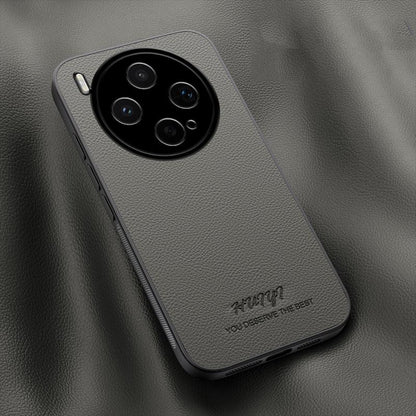 For vivo X300s HUIYI Leather Magnetic Phone Case - Grey - EDA007535040C